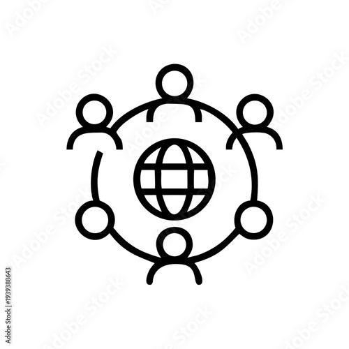 Global community network icon vector isolated on white background, interconnected people symbol, unity and collaboration concept design
