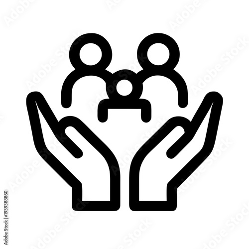 Family care love hands protection icon vector isolated on white background minimalist design parenting support symbol