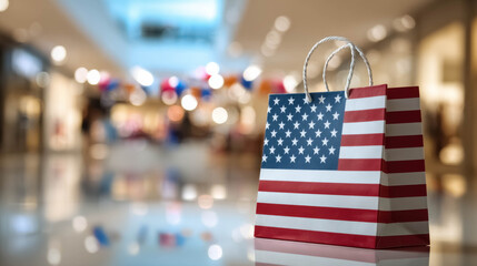 Memorial Day Sale Shopping Bag with American Flag Design