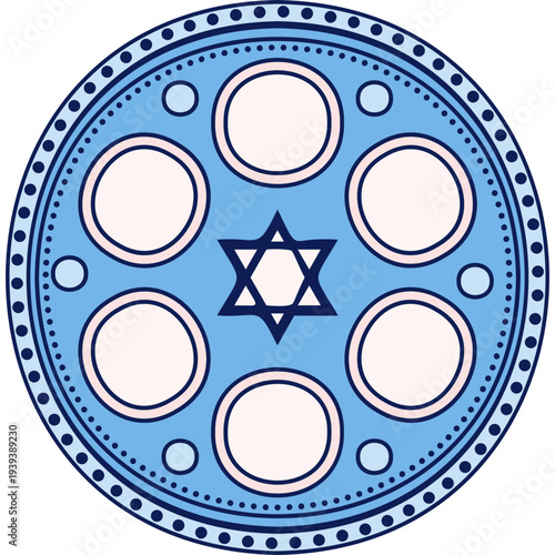 Modern Passover Seder Symbols Collection with Floral Seder Plate and Haggadah