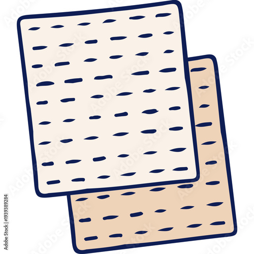 Jewish Passover Holiday Food Matza Icon. Minimalist Hand-Drawn Pesach Matzo bread