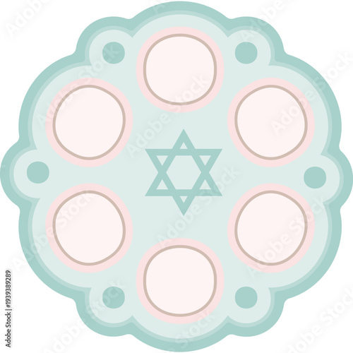 Modern Passover Seder Symbols Collection with Floral Seder Plate and Haggadah