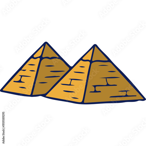 Illustration of Egyptian Pyramids. Ancient Exodus Desert Landscape Illustration. Passover Jewish holiday