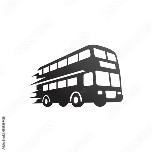 A double-decker bus speeding down the road with motion blur effect