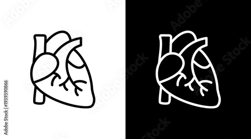 Heart Organ  White Icon Set Design