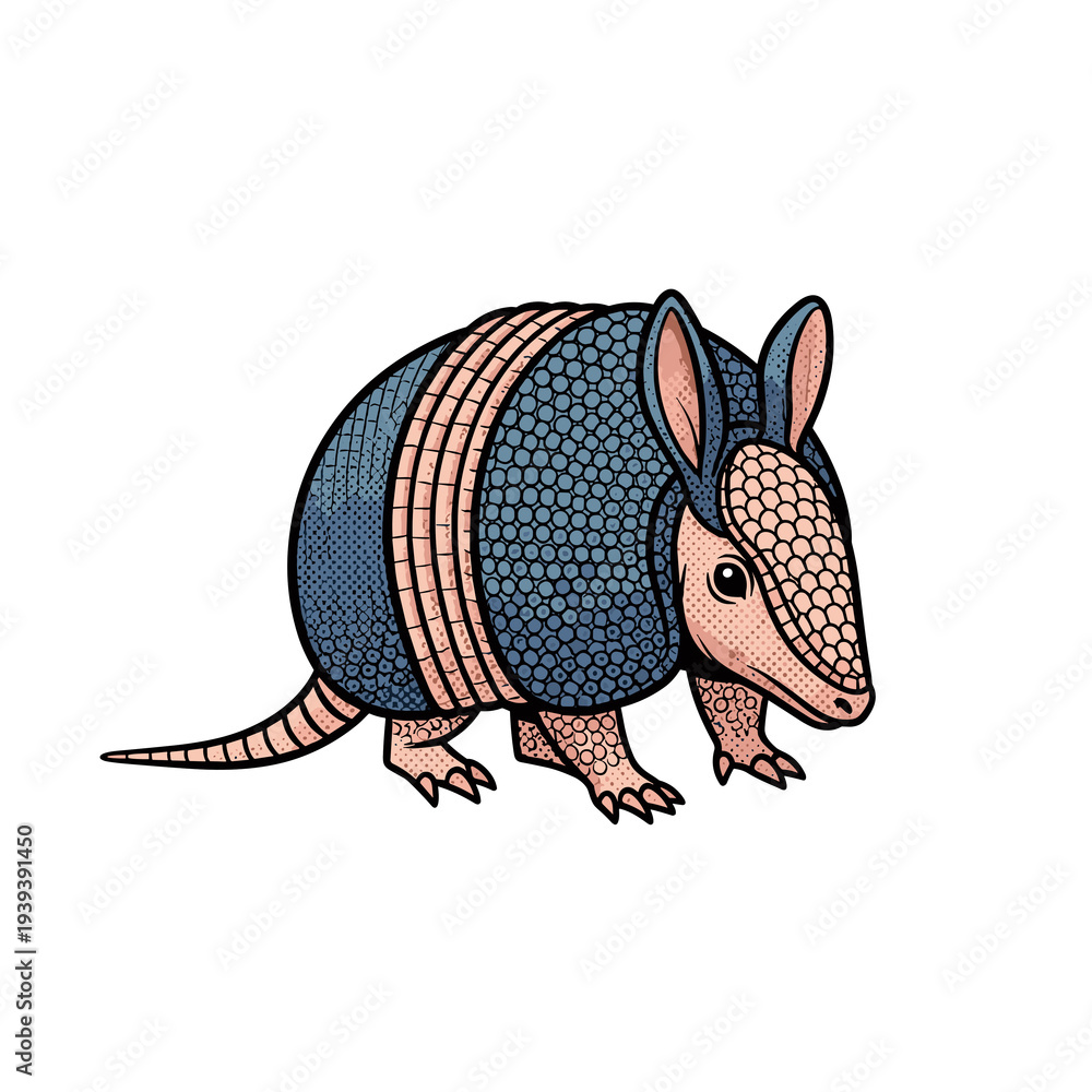 Obraz premium Armadillo illustration in detailed style with colorful patterns 