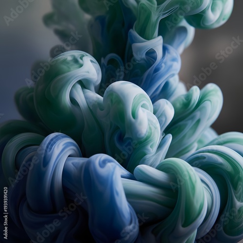 Abstract Blue and Teal Fluid Swirls