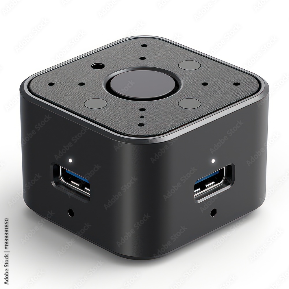 Fototapeta premium The cube is a small black box with two usbs