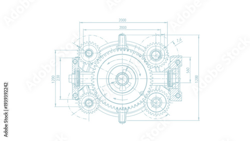 Technical Drawing of Mechanical Component Design.