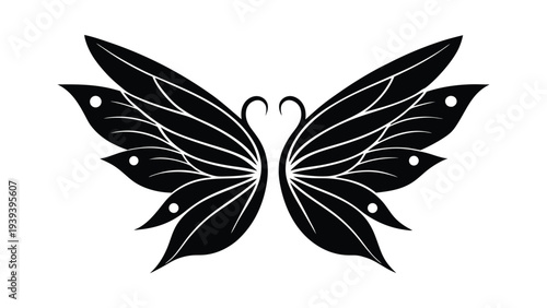 Fairy Wings Black Vector Silhouette