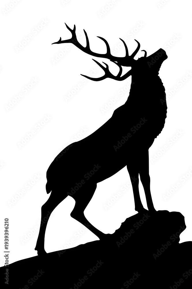 Fototapeta premium Majestic elk silhouette standing proudly on rocky outcrop