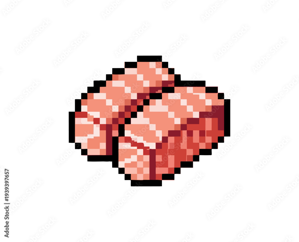 Fototapeta premium Pixelated salmon sushi illustration on dark background