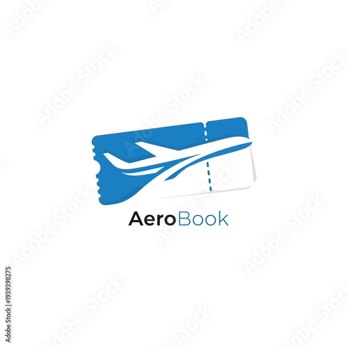 AeroBook Logo with Airplane Ticket Design.