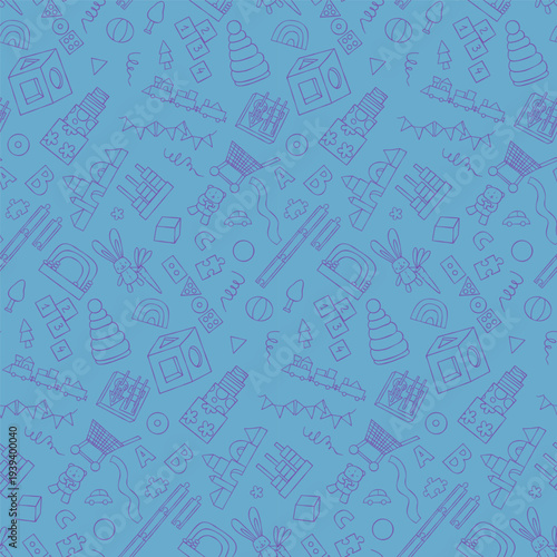 Seamless pattern for nursery designs, kids products and wrapping papper. Kids toy vector illustration.
