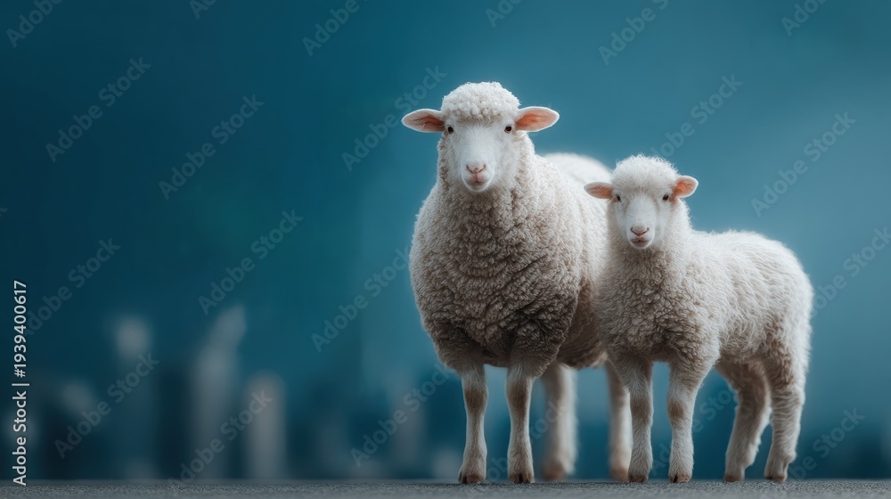 Obraz premium Sheep duo on transparent background