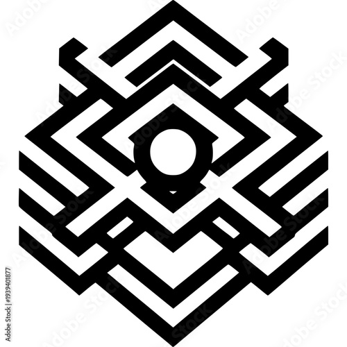 Geometric Abstract Eye: A captivating geometric design, featuring a central eye motif composed of intricate lines and shapes, symbolizing observation, insight, and vision.