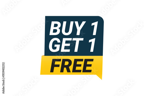 Buy one get one free offer sale banner design. Vector illustration