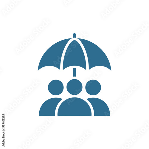 Minimalist Umbrella Icon with Group Representing Protection and Insurance