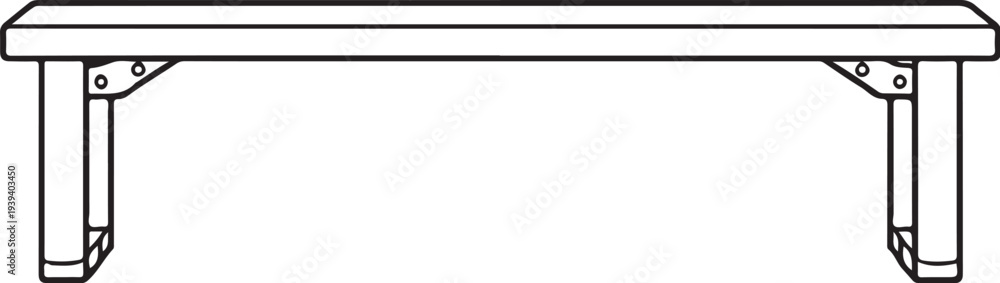 Obraz premium Firefighter Locker Room Bench Line Art Vector Side View