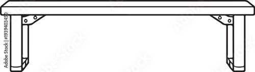 Firefighter Locker Room Bench Line Art Vector Side View