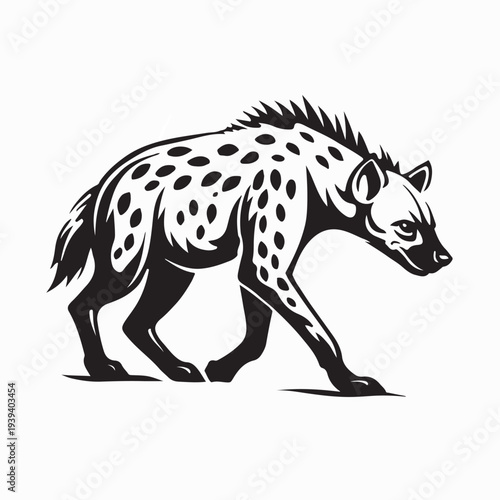 Hyena Walking Stealthily While Hunting Image Vector On White Background
