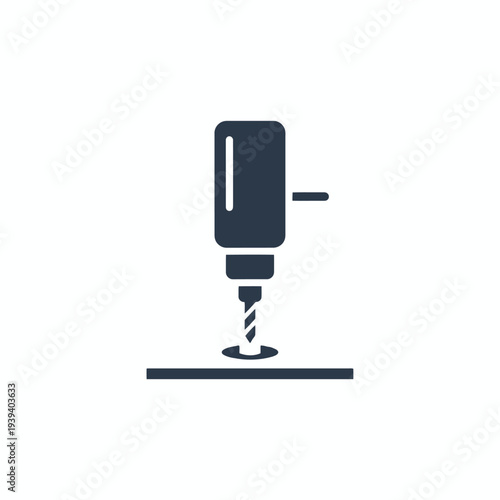 Minimalist Drill Press Icon Representing Industrial Tools and Manufacturing