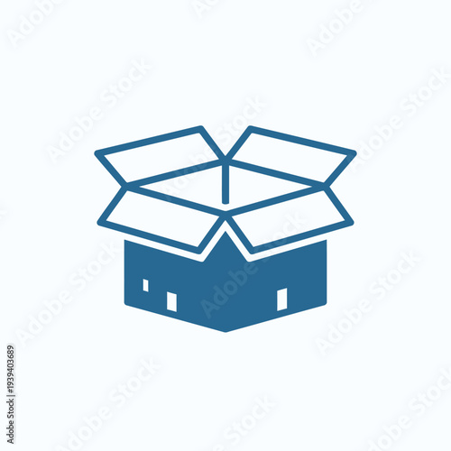 Minimalist Open Cardboard Box Icon Representing Packaging and Shipping