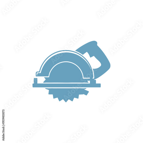 Minimalist Circular Saw Icon Representing Tools, Woodworking, and Construction