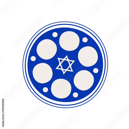 Jewish Passover Pesach seder plate with Traditional food and Symbol