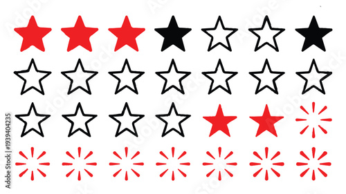 Vector Star Rating Icons for Customer Feedback and Progress Indicators System