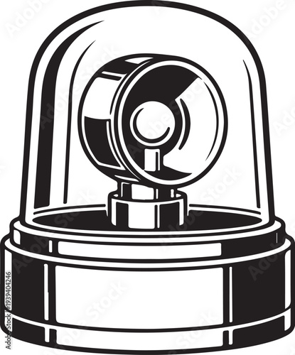 Emergency Siren Light Black and White Line Art Vector Side View