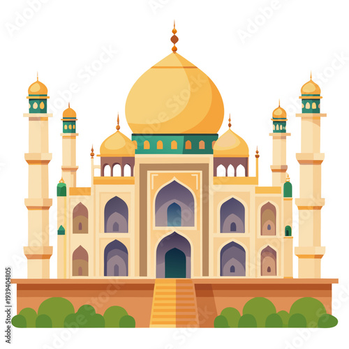 Canvas Print Stunning illustration of the Taj Mahal with golden domes and minarets