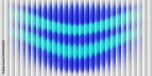 Abstract vertical blue light bar pattern background with glowing cyan center, creating a vibrant digital sound wave or equalizer effect, isolated on