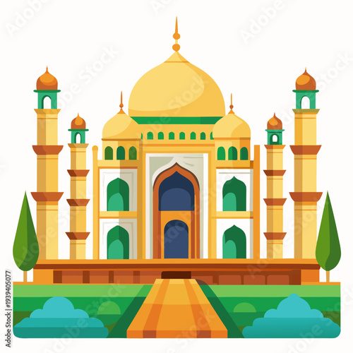 Vibrant illustration of the Taj Mahal in golden light