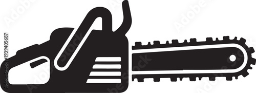 Foto Chain saw icon.Flat silhouette version.