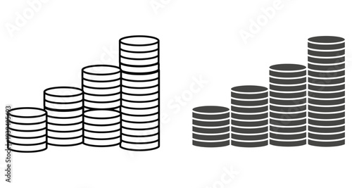 Stacked Coins Graph Icon Vector Illustration