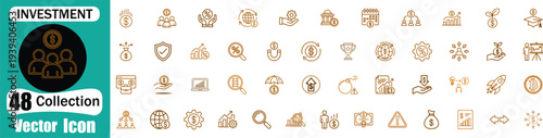 Financial investment and capital growth banking and wealth management vector icons set