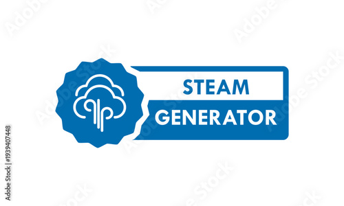 Steam generator icon set with cloud and vapor lines design, available in circular badges for appliance and industrial technology branding.
