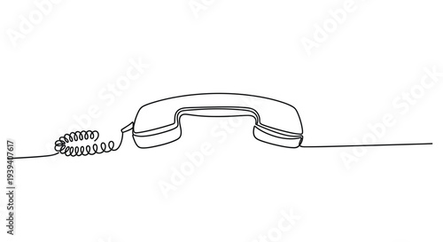 Foto Retro telephone handset in continuous line art style