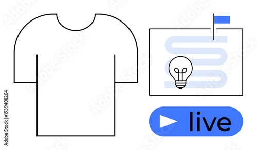 Live streaming concept. Live streaming combines online interaction, creative visuals, and media sharing. Live streaming enhances presentations and interactive learning. For education, marketing