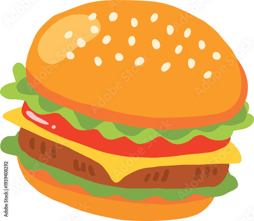 ハンバーガーの手描きベクターイラスト素材