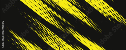 Dots halftone yellow and dark blue color pattern gradient grunge texture background. Dots pop art sport style  modern grunge