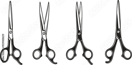 Four different types of scissors for various cutting needs and applications