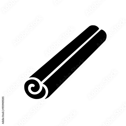 Aromatic cinnamon sticks black white icon