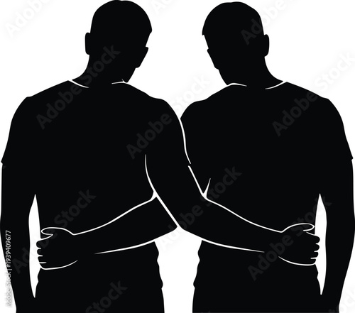 Vector illustration of stylized friendship silhouettes symbolizing unity, support, identity, diversity, culture, tradition, inclusivity, and education