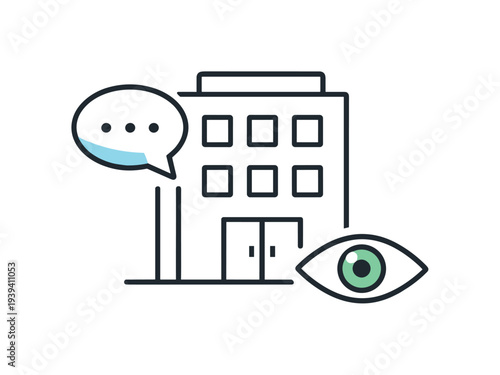 Business communication and observation icon representing corporate dialogue and oversight