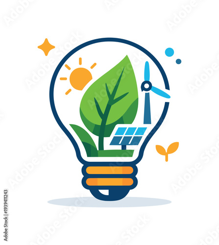 Eco-friendly energy bulb illustration symbolizing sustainability and innovation