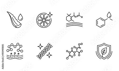 Skincare Stroke Line Icons Set. Beauty Cosmetic Dermatology Icons Vector Illustration
