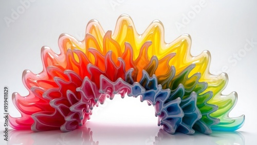 Rainbow colored abstract glass sculpture image