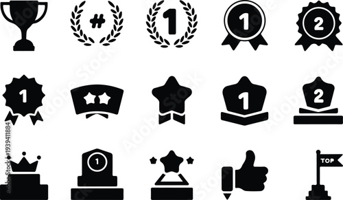 Set of 15 award icons vector